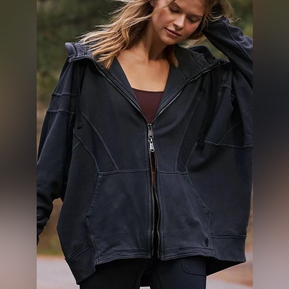 Free People Movement All Your Love Hoodie NWT in Washed Black. Oversized fit.